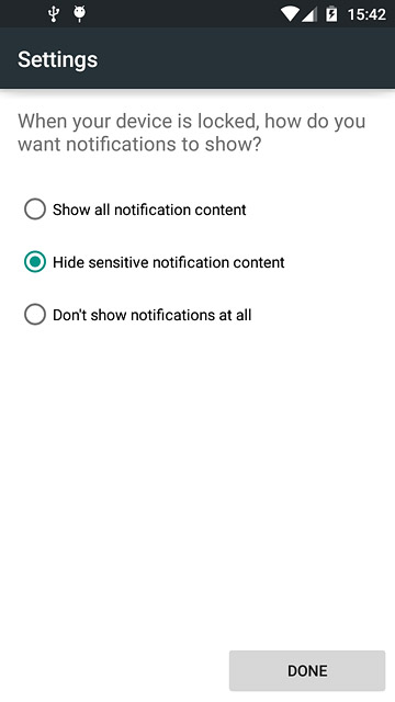 Press the required setting.