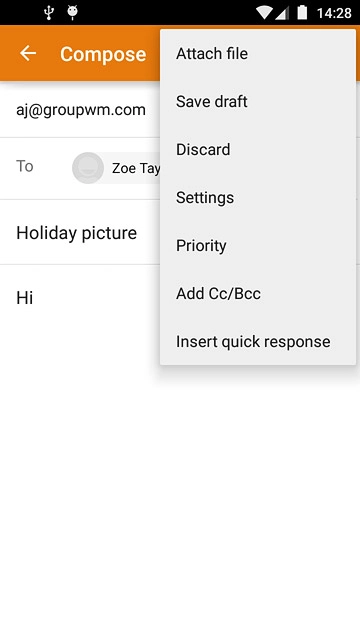 Press Attach file.Go to the required folder.