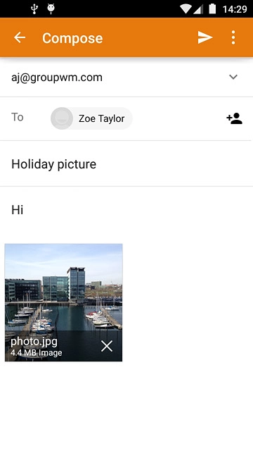 Press the send icon when you've finished your email message.