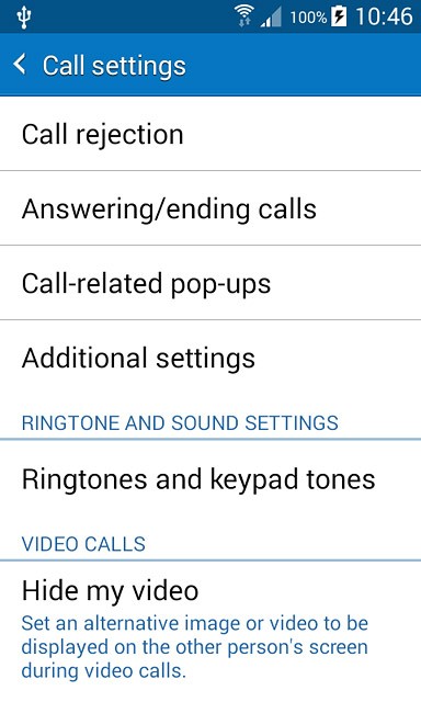 Press Additional settings.After a moment the current settings are displayed.