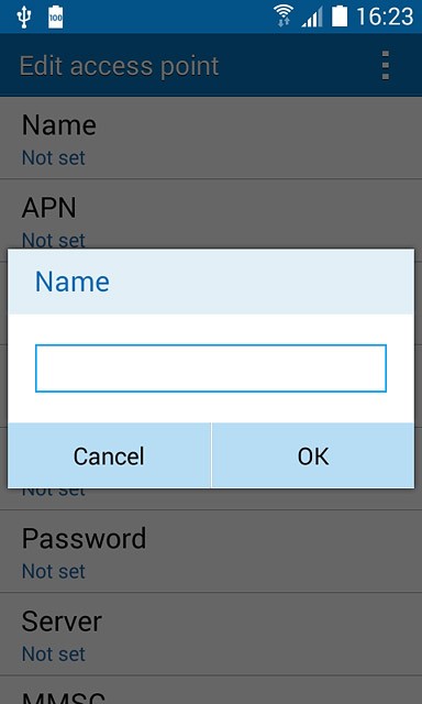 Key in Vodafone Internet and press OK.