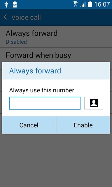 Key in (prefix) 5 (your phone number) and press Enable.