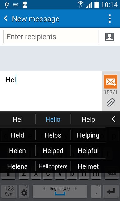 Press the required word to insert it.