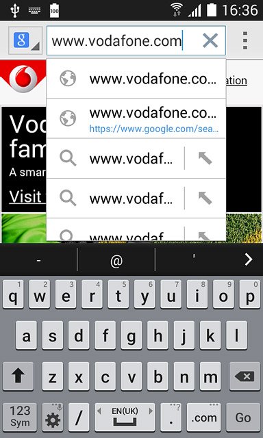 Key in the address of the required web page and press Go.