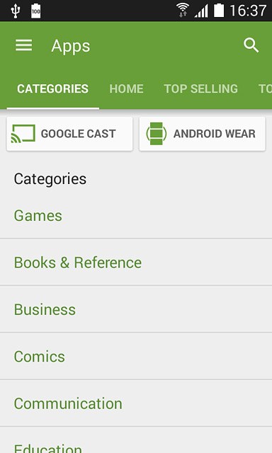 Press CATEGORIES.Go to the required category.