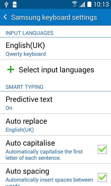 Press Select input languages.