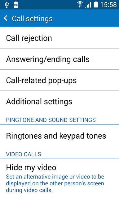 Press Additional settings.After a moment the current settings are displayed.