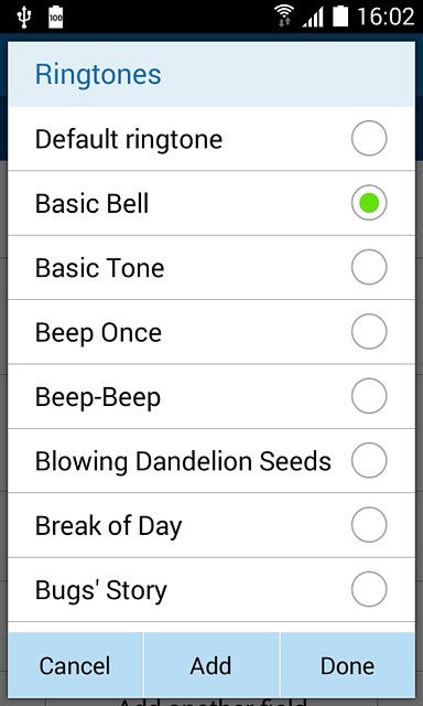 Once you've found a ring tone you like, press Done.
