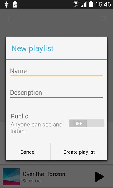 Press Name and key in the required name for the playlist.
