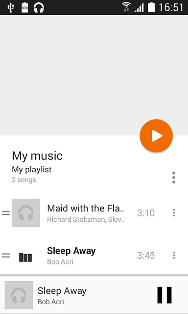 Press the audio file at the bottom the display.