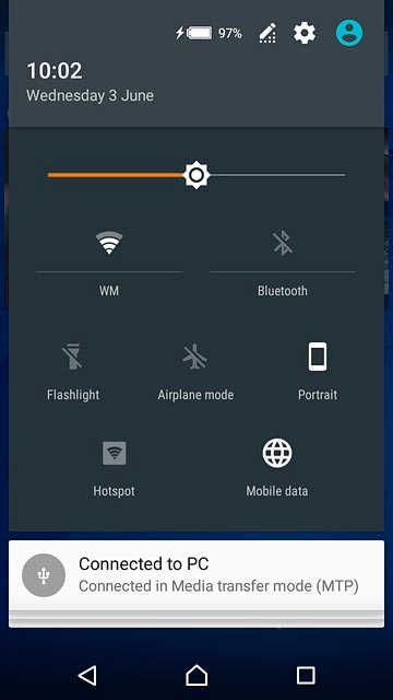 Slide two fingers down the display starting from the top edge of your phone.Press the settings icon.