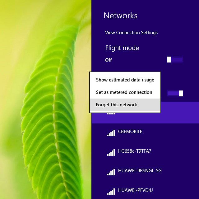 Click Forget this network.