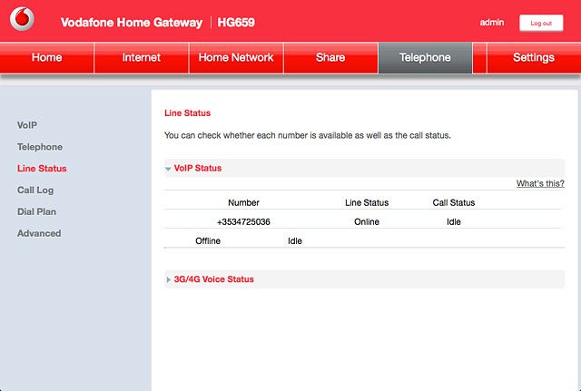 The status of your VoIP account is displayed below Line Status.
