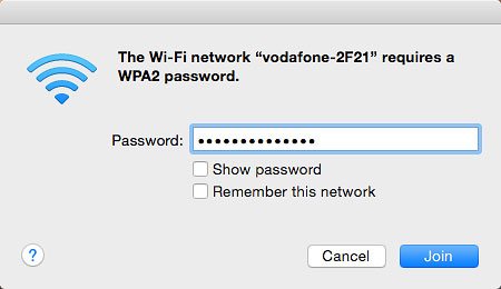 Key in the password for your Wi-Fi hotspot and click Join.