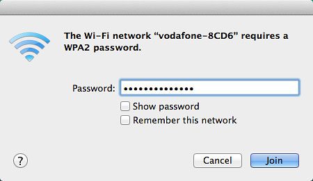 Key in the password for your Wi-Fi hotspot and click Join.