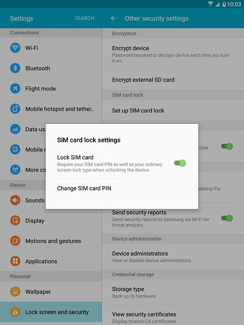 Press Lock SIM card to turn the function on or off.
