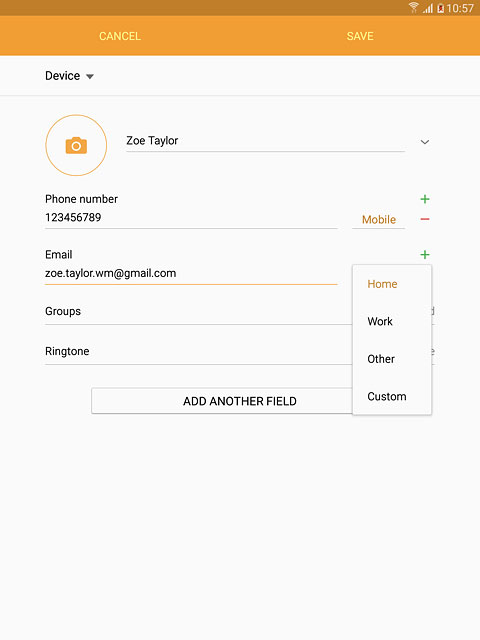Press the required email type.