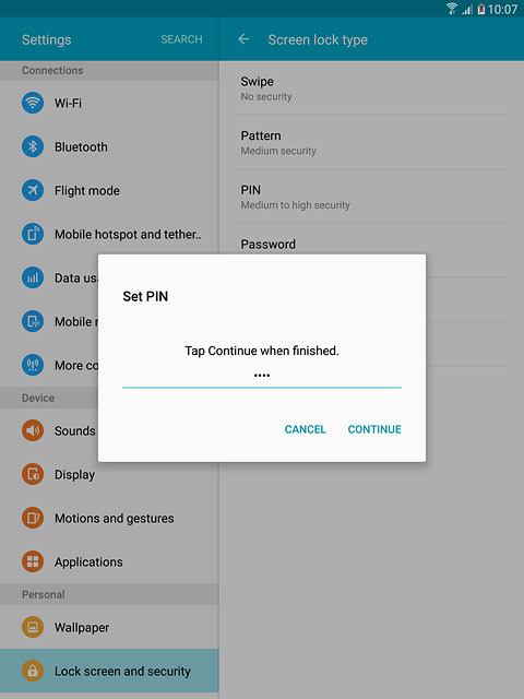 Key in the required lock code and press CONTINUE.