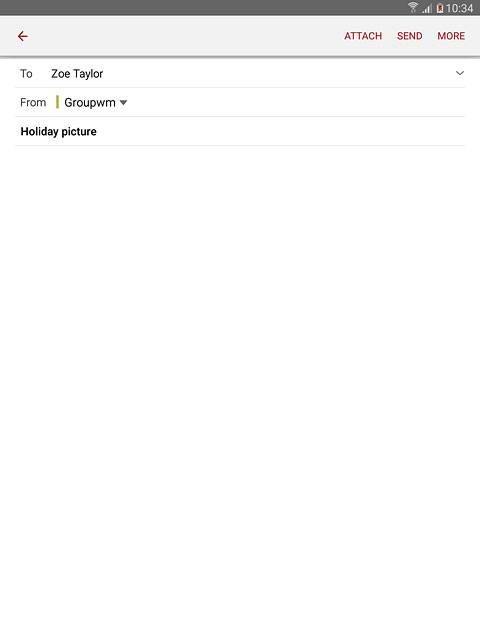 Press the text input field.Write the text for your email message.