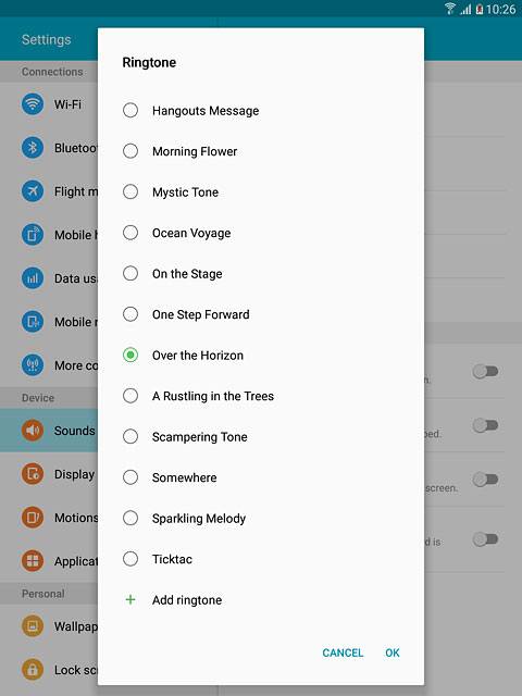 To use one of your own ring tones:Press Add ringtone.