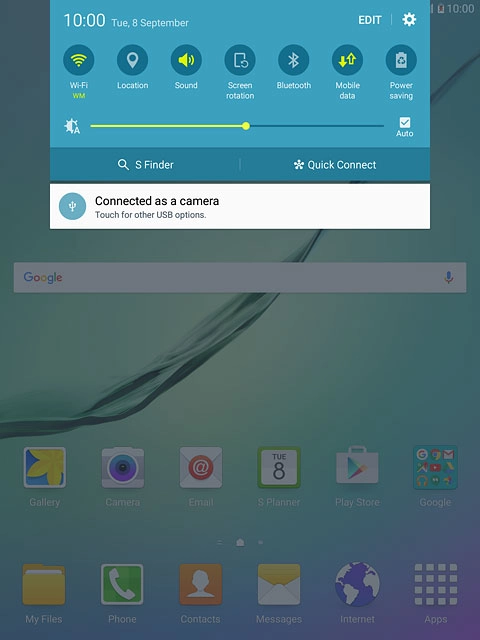 Slide your finger down the display starting from the top edge of your tablet.Press the sound setting icon the necessary number of times to turn silent mode on or off.
