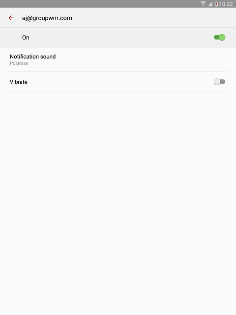 Press the indicator below the name of your email account to turn the function on or off.