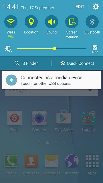 Slide your finger down the display starting from the top edge of your phone.Press the settings icon.