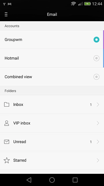 Slide your finger right starting from the left side of the display.Press the required email account.