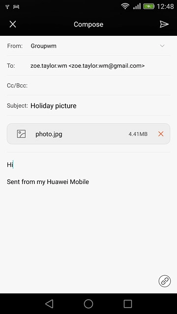 Press the send icon when you've finished your email message.