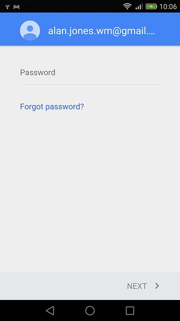 Press Password and key in the password for your Google account.