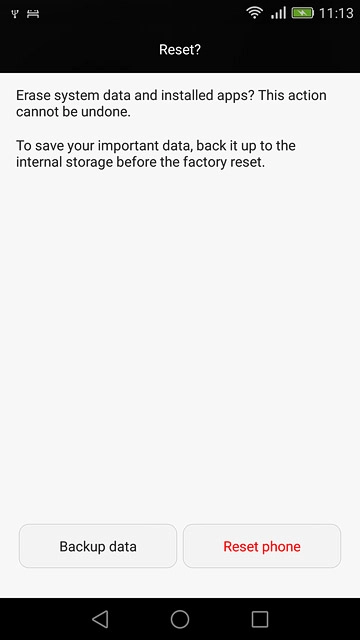 Press Reset phone to confirm.Wait a moment while the factory default settings are restored.Follow the instructions on the display to set up your phone and prepare it for use.