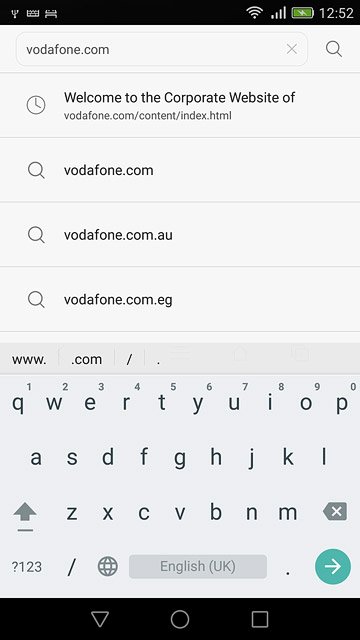 Key in the address of the required web page and press arrow right.
