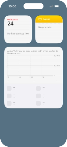Desliza el dedo hacia arriba o hacia abajo por la pantalla para ver más widgets.