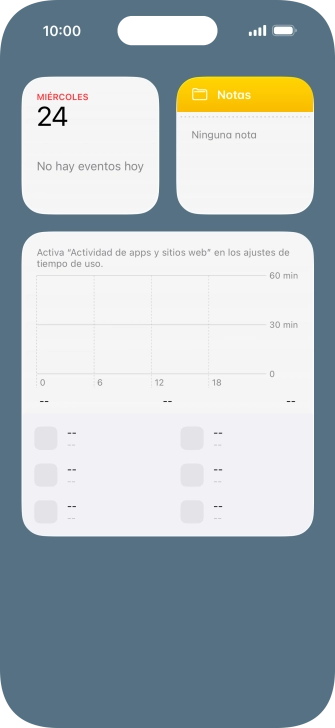 Desliza el dedo hacia arriba o hacia abajo por la pantalla para ver más widgets.
