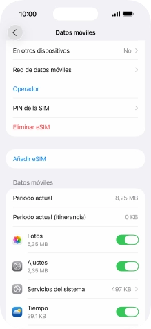 Pulsa el indicador junto a las aplicaciones deseadas para activar o desactivar la función.