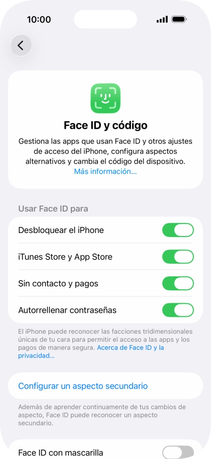 Pulsa  el indicador junto a los ajustes deseados para activarlos o desactivarlos.