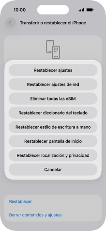 Pulsa Restablecer ajustes de red.