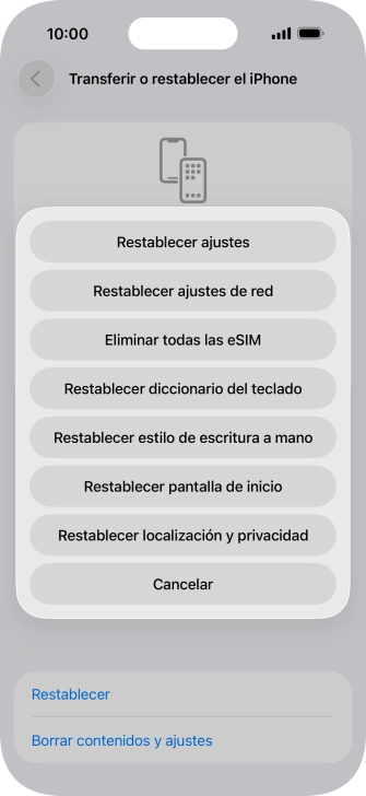 Pulsa Restablecer ajustes de red.