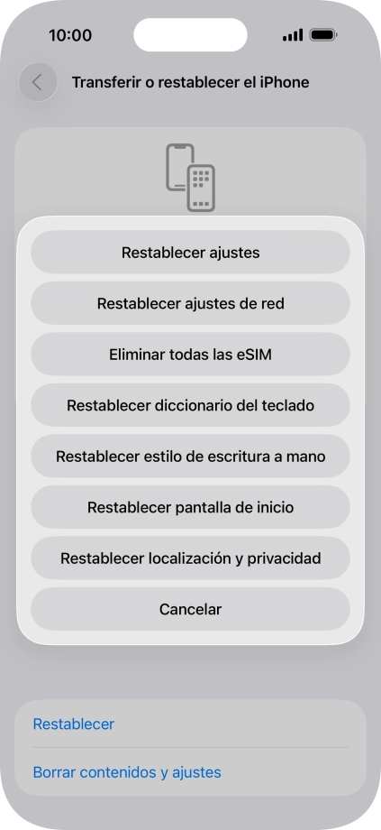 Pulsa Restablecer ajustes de red.