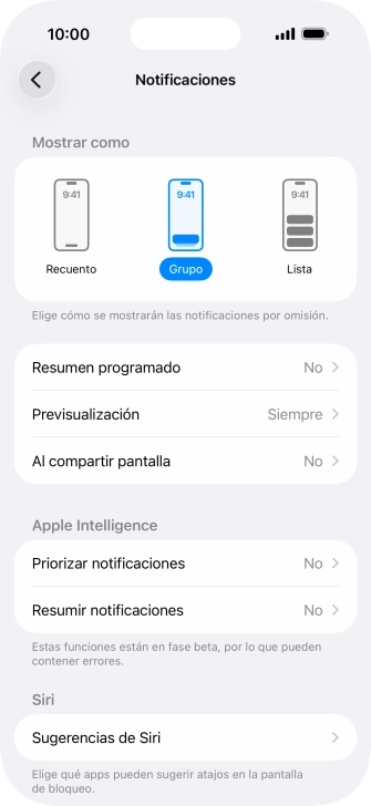 Pulsa Resumen programado.