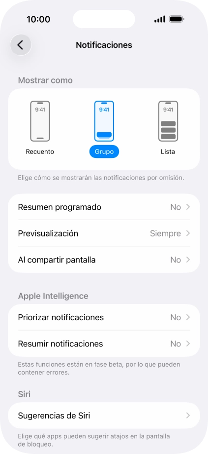 Pulsa Resumen programado.