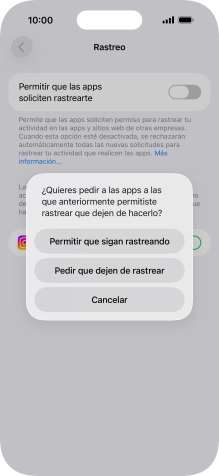Si desactivas la función, pulsa el ajuste deseado.
