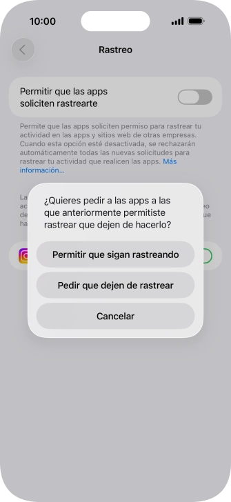 Si desactivas la función, pulsa el ajuste deseado.