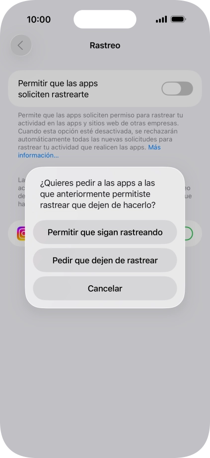 Si desactivas la función, pulsa el ajuste deseado.