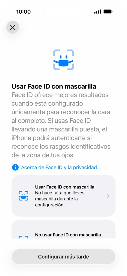 Pulsa Configurar más tarde.