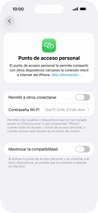 Pulsa Contraseña Wi-Fi e introduce una contraseña.