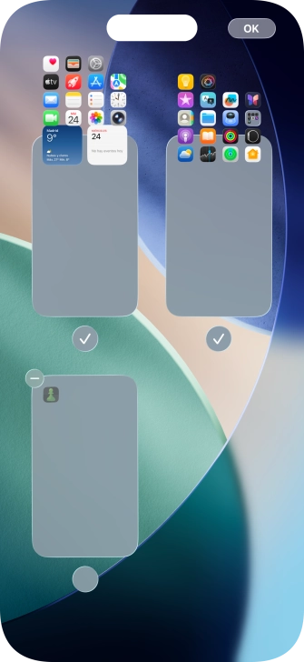 Pulsa el icono de eliminar junto a la página de la pantalla de inicio deseada.