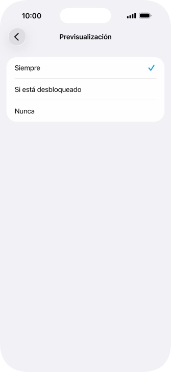 Para seleccionar la vista previa de las notificaciones en la pantalla de bloqueo, pulsa Siempre.