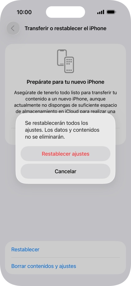 Pulsa Restablecer ajustes.
