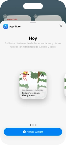 Desliza el dedo hacia la derecha o hacia la izquierda por la pantalla para seleccionar el tamaño de widget deseado.